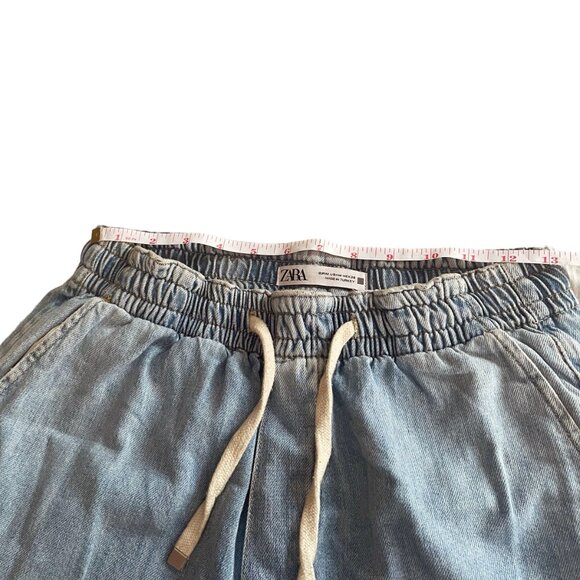 ZARA Drawstring Waistband Denim Jean Joggers Size Medium - Picture 4 of 7